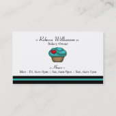 ファンシーなティール(緑がかった色)のカップケーキの台の名刺 名刺 (裏面)