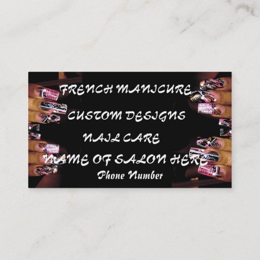 ファンシーなネイルの名刺のテンプレートのネイルサロン 名刺 (裏面)