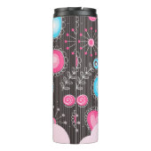 ファンシーなピンクと青のハートと花のフローラルネーム タンブラー (裏面)