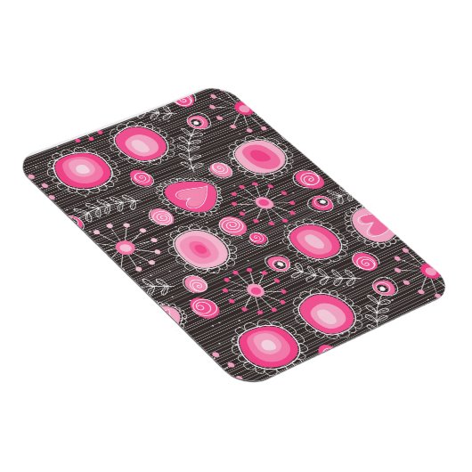 ファンシーなピンクと青のハートと花の花束です。 マグネット (右側)