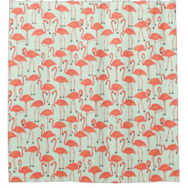 ファンシーなフラミンゴ | トロピカルバスルームコーラル シャワーカーテン