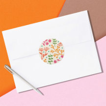 ファンシーなフローラクラシックグリーンリー丸ステッカー