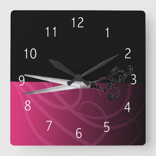 ファンシーなヘアーサロンの時計 スクエア壁時計 (正面)