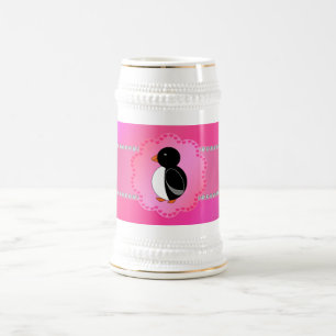 ファンシーなペンギンのピンク ビールジョッキ