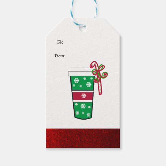 ファンシーなホリデーコーヒードリンク ギフトタグ (正面)