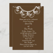 ファンシーなモノグラムのリハーサルの夕食(チョコレート) 招待状 (正面/裏面)