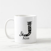ファンシーなモノグラム: Jess コーヒーマグカップ (左)