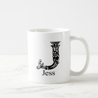ファンシーなモノグラム: Jess コーヒーマグカップ