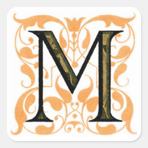 ファンシーなモノグラム「M」の-ステッカー スクエアシール