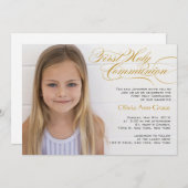 ファンシーな原稿および写真の最初聖餐の招待状 招待状 (正面/裏面)