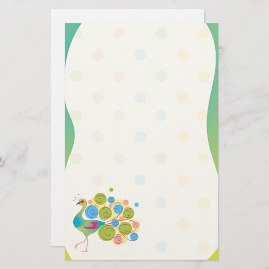 ファンシーな孔雀の文房具 便箋 (正面/裏面)