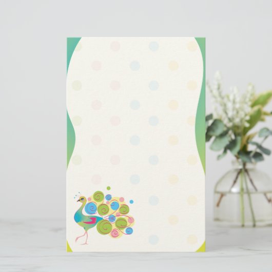 ファンシーな孔雀の文房具 便箋 (スタンド正面)