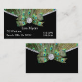 ファンシーな孔雀の羽毛及びダイヤモンド 名刺 (正面/裏面)