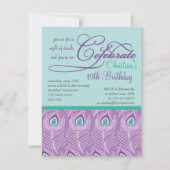 ファンシーな孔雀は誕生会のお祝いに羽をつけます 招待状 (正面)