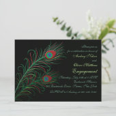 ファンシーな孔雀は黒い招待状に羽をつけます 招待状 (スタンド正面)