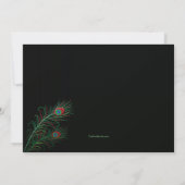 ファンシーな孔雀は黒い招待状に羽をつけます 招待状 (裏面)