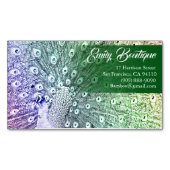 ファンシーな尾羽を持つ水彩画のスケッチの孔雀 マグネット名刺 (正面)