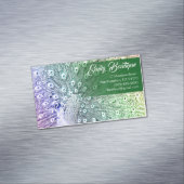 ファンシーな尾羽を持つ水彩画のスケッチの孔雀 マグネット名刺 (インサイチュ)