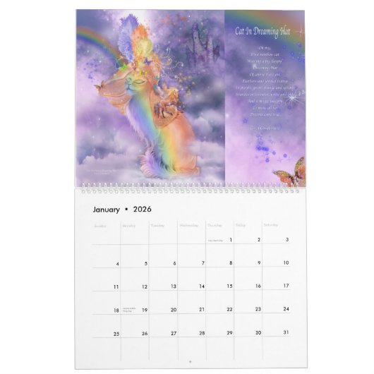 ファンシーな帽子の芸術のカレンダー2015年の猫 カレンダー (1月 2026)