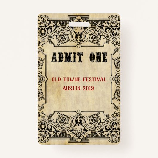 ファンシーな旧式のチケットのスケジュール バッジ (正面)