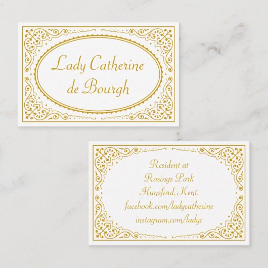 ファンシーな旧式の上品でビクトリアンな個人的 名刺 (正面/裏面)