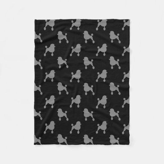 ファンシーな標準プードルはパターンのシルエットを描きます フリースブランケット (正面)