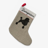 ファンシーな標準プードル犬のシルエットの休日のクリスマス スモールクリスマスストッキング (正面 (吊り時))