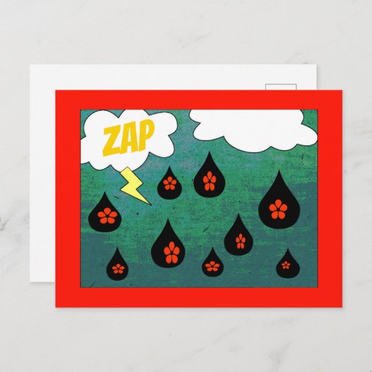 ファンシーな漫画風ポップアート サンダーフラワーズ ポストカード (正面/裏面)