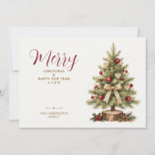 ファンシーな田舎風ビクトリア調の赤いクリスマスツリー TMF26 シーズンカード (正面)