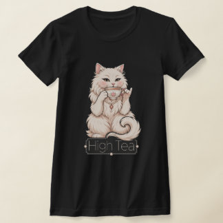 ファンシーな白猫のハイティーTシャツ Tシャツ