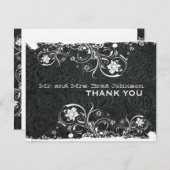 ファンシーな白黒の素朴な革は感謝していしています サンキューカード (正面/裏面)