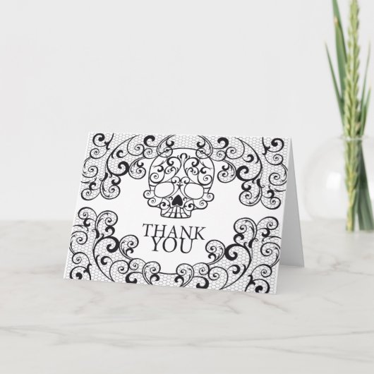 ファンシーな砂糖のスカルのサンキューカード サンキューカード (正面)