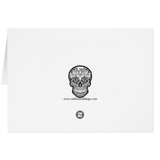 ファンシーな砂糖のスカルの結婚式のテーブルメニューカード (裏面横)