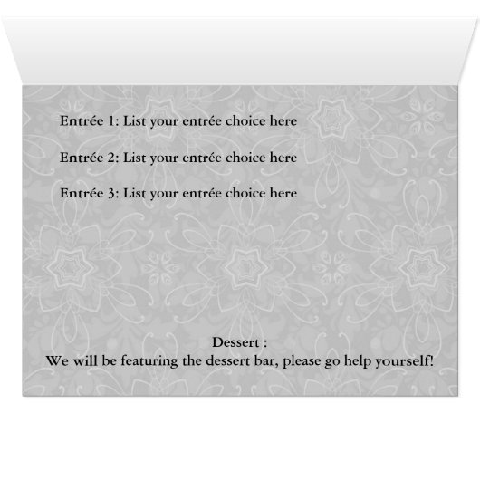 ファンシーな砂糖のスカルの結婚式のテーブルメニューカード (内部横(下))