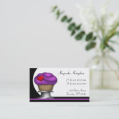 ファンシーな紫色のカップケーキの台の名刺 名刺 (スタンド正面)