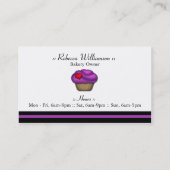 ファンシーな紫色のカップケーキの台の名刺 名刺 (裏面)