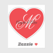 ファンシーな結婚式のモノグラム 赤いハート シール (シート)