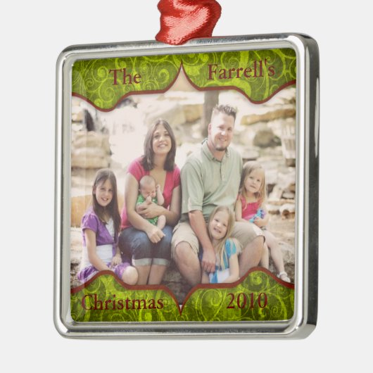 ファンシーな緑のFluer家族の休日のオーナメント メタルオーナメント (左)