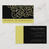 ファンシーな花のレモン色の名刺 名刺 (正面/裏面)