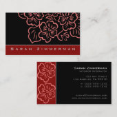 ファンシーな花の深紅の名刺 名刺 (正面/裏面)