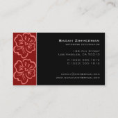 ファンシーな花の深紅の名刺 名刺 (裏面)