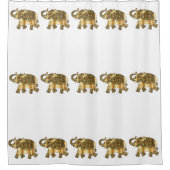 ファンシーな行進の金ゴールド象 シャワーカーテン (正面)