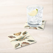 ファンシーな貝のビーチ スクエアペーパーコースター (インサイチュ)