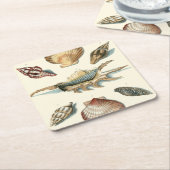 ファンシーな貝のビーチ スクエアペーパーコースター (アングル)