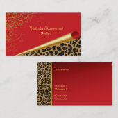 ファンシーな赤及びジャガーのプリントの名刺 名刺 (正面/裏面)