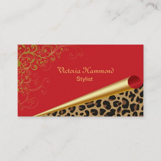 ファンシーな赤及びジャガーのプリントの名刺 名刺 (正面)