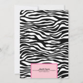 ファンシーな野生ピンクのシマウマのランジェリーのシャワーのバチェロレッテ 招待状 (裏面)