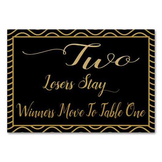 ファンシーな金ゴールドのBuncoのテーブルカード#2 テーブルナンバー (裏面)