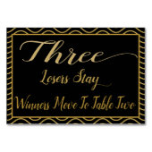 ファンシーな金ゴールドのBuncoのテーブルカード#3 テーブルナンバー (裏面)