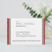ファンシーな銀および赤いイベントRSVP 出欠カード (スタンド正面)